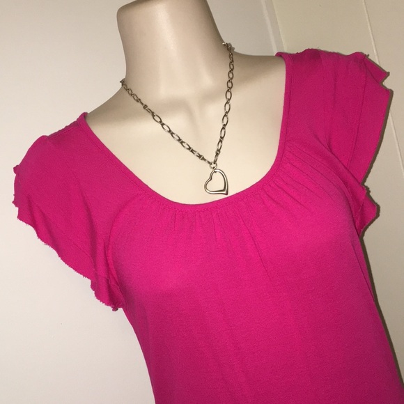 FOREVER USA made vintage Hot pink 100% Modal SOFT Back Tie banded waist tunic S - Picture 7 of 17